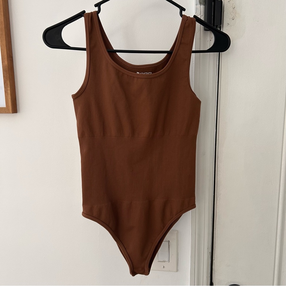 OQQ Chocolate Brown Shapewear Bodysuit NWOT